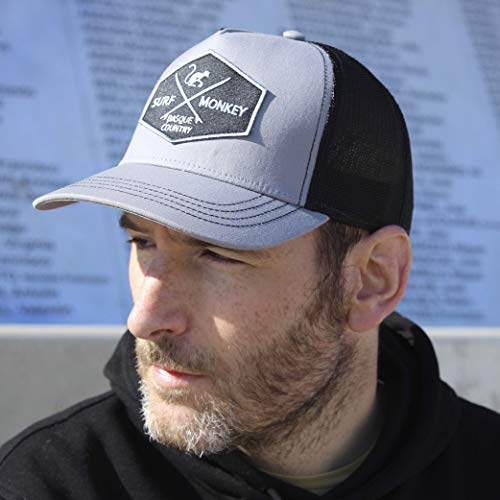 41scPRtMabL.jpg Surf Monkey Gorra Tipo Trucker Origins Beisbol Ajustable - Gorras de Hombre Gris Rojo