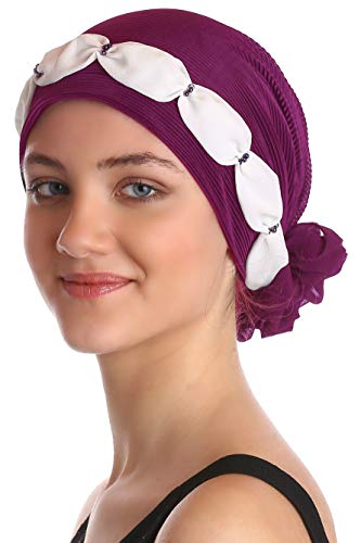 41tGRwL4OGL.jpg Deresina Gorro Fruncido con Cuentas para pérdida de Cabello Jazberry Crema