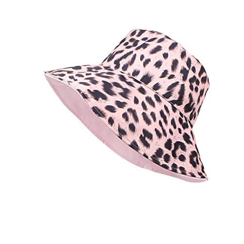 41vYA6wypKL.jpg Mujer Pamela Algodón Enrollable El Sol Sombrero Señora Moda Leopard Imprimir Verano Playa Reversible Sombrero ala Ancha Ajustable Doble Cara Vestir Respirable Plegable Camping Viajar Sombrero Rosado