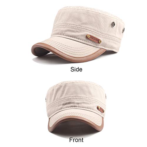 41wqCL-xO-L.jpg CACUSS Gorra Militar 100% Algodón Robusta Gorra Plana Ajustable Army Sun Gorra de Senderismo Unisex Gorra de Béisbol Beige