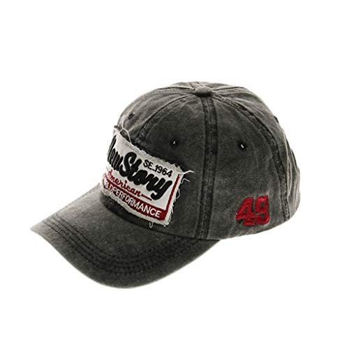 41x9irfdOaL.jpg Algodón Lavado Gorras de Béisbol Unisex Retro Bordada Hebillas de Metal con Ancho Ajustable Sombreros Deportes al Aire Libre de Protección Solar Casuales Gorras de Béisbol de Hip Hop Caza Pesca Negro