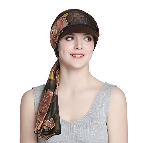 41xBXGaJlSL.jpg Alnorm Conjunto de Bufanda y Sombrero de Vendedor de periódicos de Fibra de bambú Transpirable para Mujer Diamantes de cafe