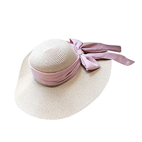 41xIudWV5JL.jpg Elegante Señoras Sombrero Verano Panama Doble Cara Plegable Ajustable con Flor Banda Playa Sol Screen Sombrero Fashion Fiesta Boda Sombrero Flexible Plegable Playa Sombrero Beige