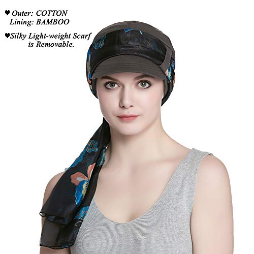 41yP0OMBfUL.jpg Alnorm Conjunto de Bufanda y Sombrero de Vendedor de periódicos de Fibra de bambú Transpirable para Mujer Mariposas grises