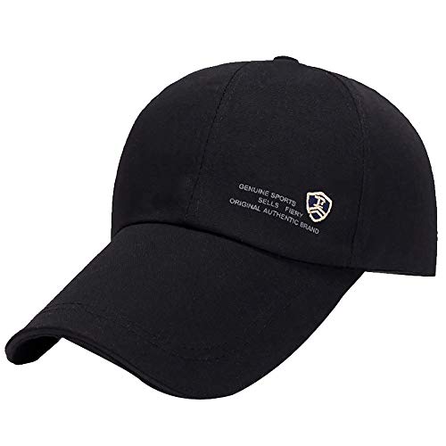 41z3EByJSaL.jpg Gorra de Hombre Beisbol Verano Deportes Al Aire Libre de Protección Solar Sombrero de Sol Color Sólido Alfabeto Bordado Ajustable Gorra de Trucker para Golf Tenis Bádminton Senderismo Negro