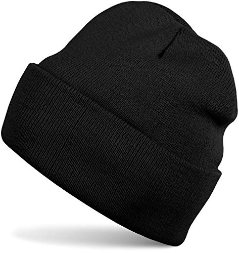 511GcTlDIdL.jpg styleBREAKER Gorro Beanie clásico de Punto Punto Fino Doble y cálido Unisex 04024029 Negro