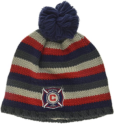 5123lFuV4fL.jpg Adidas Textured Beanie W/Pom Gorro Texturizado Con Pompón Para Hombre Blue/Red/Grey