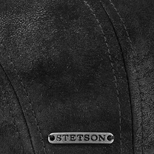 Stetson Gorra Plana de Cuero Madison Hombre - Estilo Vintage - Gorra con Visera con Forro Interior de algodón - Gorra de Verano Invierno - Boina Negro