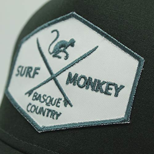 516F1GdRVDL.jpg Surf Monkey Gorra Tipo Trucker Origins Beisbol Ajustable - Gorras de Hombre Verde Blanco