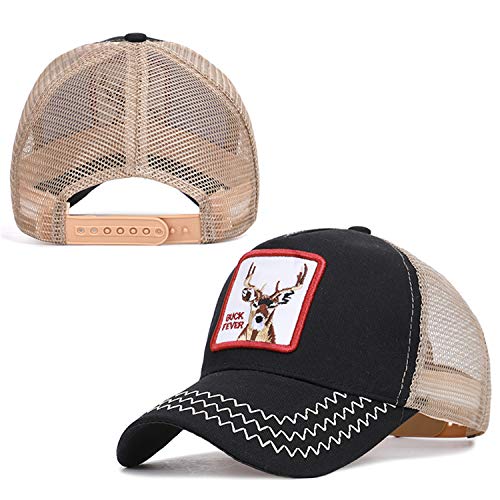 519bXQdda2L.jpg Moda Media Malla Transpirable Gorra Deportiva Unisex Animal Embroidered Cómoda Tela Elástica Gorra De Béisbol De Velcro Ajustable Gorros Casuales Gorras De Béisbol Hip Hop Caza Pesca Alce-004