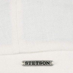 Stetson Gorra Hatteras Fine Herringbone Hombre - Made in The EU de algodón Lino con Visera Forro Primavera Verano Blanco