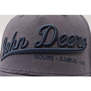 John Deere - Gorra de béisbol con texto en 3D color gris oscuro y antracita