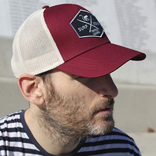 51DDY-URXAL.jpg Surf Monkey Gorra Tipo Trucker Origins Beisbol Ajustable - Gorras de Hombre Granate Beige
