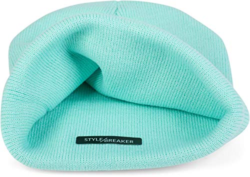51EwxiDorvL.jpg styleBREAKER Gorro Beanie clásico de Punto Punto Fino Doble y cálido Unisex 04024029 Menta
