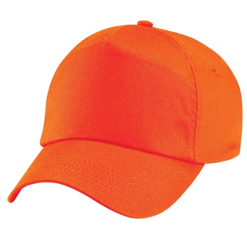 51FhzXy9cLL.jpg Beechfield - Gorra Visera Básica - 5 paneles Naranja