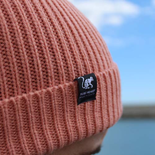 51HKUAU3PrL.jpg Surf Monkey Beanie Gorro de Punto para Hombre Mujer - Talla única - Gorro Negro Rosa