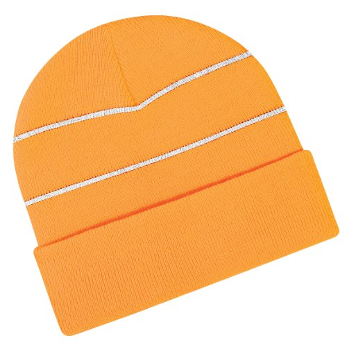 51IODx2SAbL.jpg Beechfield Enhanced-Viz Hi-Vis Knitted Winter Hat Gorra de bisbol Unisex Adulto Naranja Fluorescente