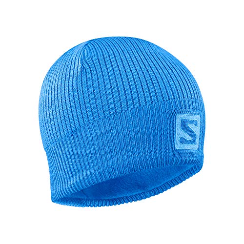 51IdkHL0QsL.jpg Salomon Gorro esquí nórdico senderismo Unisex LOGO BEANIE Blue