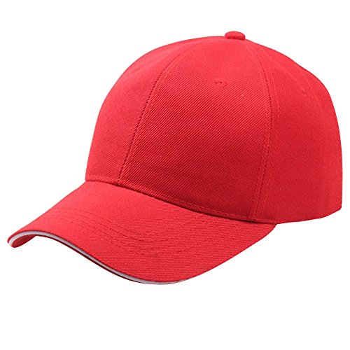 51IiF12u8qL.jpg Gorra de Béisbol de Hombre y Mujer Color Sólido Ocio Sombrero de Sol Verano Deportes Al Aire Libre Viajes Protección Solar Eficaz Velcro Cerrado Adjustable Secado Rápido Gorra de Trucker Rojo