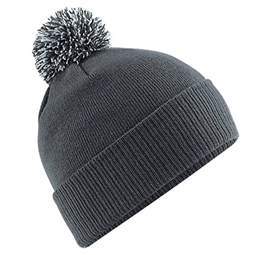 51M9nXZOJxL.jpg Beechfield - Gorro de punto modelo Junior Snowstar Duo para Graphite Grey Light Grey