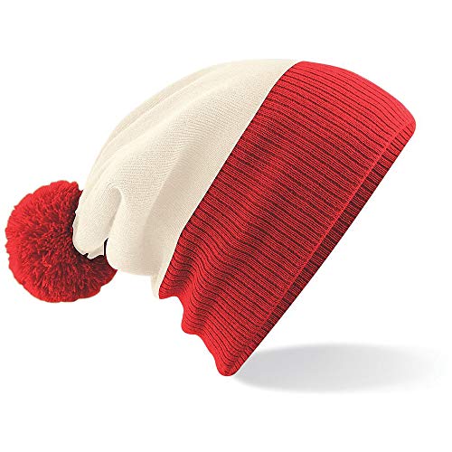51O0ifagqCL.jpg Beechfield Snowstar Two-Tone - Gorro de Punto Unisex Adulto Blanco Azul marino