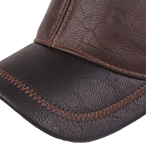 51ODG2Bdn5mL.jpg MOVERV-Gorra de Béisbol para Hombre Sombrero de Cuero Suave de PU Sombrero Deportivo Al Aire Libre Otoño Invierno Café-S428