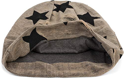 51P2LTdBSsL.jpg styleBREAKER Gorro Beanie con Estampado de Estrellas y Puntos Vintage Unisex 04024046 Marrón