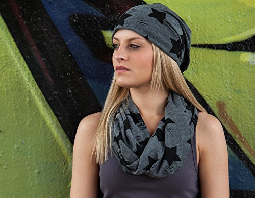 51Q9wKTO0zL.jpg styleBREAKER Gorro Beanie con Estampado de Estrellas y Puntos Vintage Unisex 04024046 Marrón