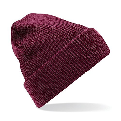 51Qq1z65RdL.jpg Beechfield - Gorro liso estilo Beanie modelo Heritage para mujer Burdeos
