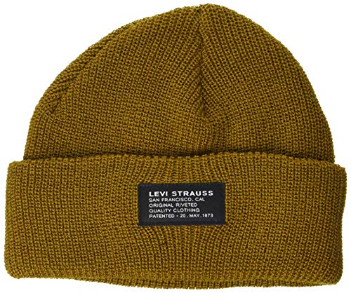51RClo5BZUL.jpg Levi's Cropped Beanie-No Horse Pull Patch Orejeras Unisex Adulto Amarillo