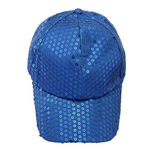 51SEEJji2BXL.jpg Gorra de Mujer Moda Lentejuelas Estrella Rhinestone Sombrero Gorra de Sol Hip Hop Color Sólido Ajustable Verano Deportes Al Aire Libre de Protección Sola para Bailando Cámping Pesca Azul