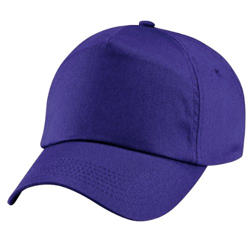 51SV0fV8RYL.jpg Beechfield - Gorra lisa con 5 paneles para niños adolescentes Púrpura
