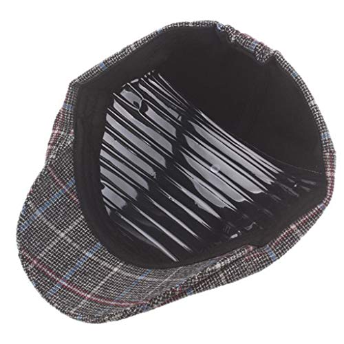 51T-9BIc92L.jpg MOVERV-Gorra Estampado a Cuadros - Ajustable Algodón Gorras - Sombrero a Cuadros con Boina Gorra Casual para Mujer y Hombre Gris oscuro