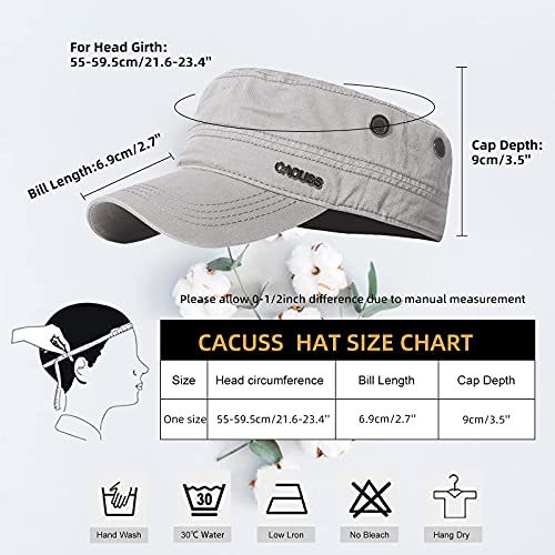 51TavwjAFJS.jpg CACUSS Gorra Militar 100% Algodón Robusta Gorra Plana Ajustable Army Sun Gorra de Senderismo Unisex Gorra de Béisbol Gris ligero