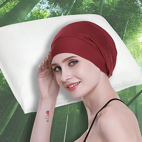 51a3oLdwU7L.jpg Gorro de seda con forro de satén interior de 19 mm 100% seda de morera exterior de bambú y viscosa natural transpirable para el cabello tela elástico.
