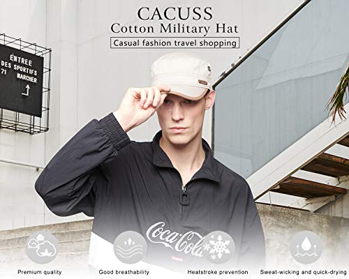 51emuCAazXL.jpg CACUSS Gorra Militar 100% Algodón Robusta Gorra Plana Ajustable Army Sun Gorra de Senderismo Unisex Gorra de Béisbol Beige