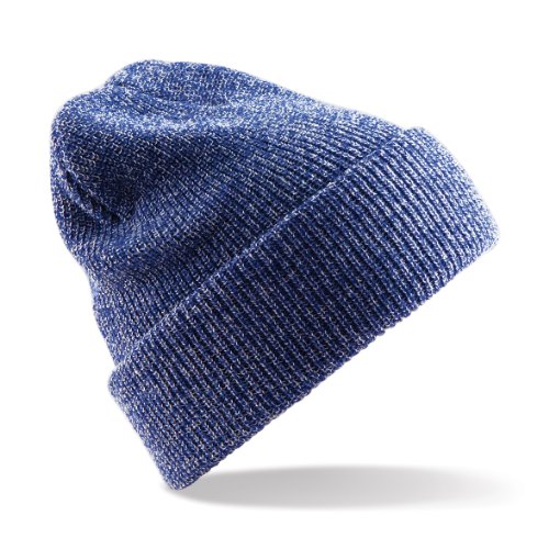 51fEej7PL3L.jpg Beechfield - Gorro liso estilo Beanie modelo Heritage para mujer Azul jaspeado