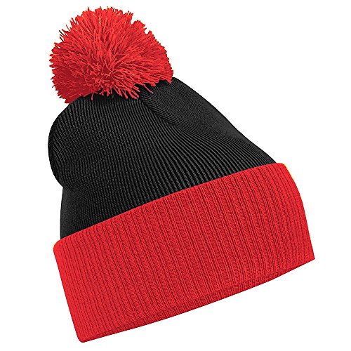 51fGbwtel7L.jpg Beechfield Snowstar Two-Tone - Gorro de Punto Unisex Adulto Blanco Azul marino