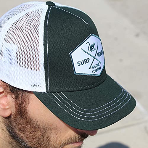 51hQj8z3PIS.jpg Surf Monkey Gorra Tipo Trucker Origins Beisbol Ajustable - Gorras de Hombre Verde Blanco