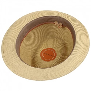 Stetson Sombrero de Paja Licano Toyo Trilby Hombre - Playa Sol con Banda Grosgrain Primavera Verano Beige