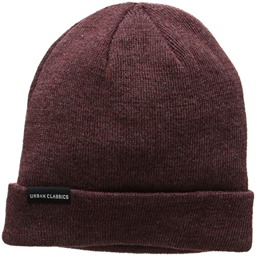 51i9K2KvzmL.jpg Urban Classics Basic Flap Beanie Gorro de Punto Unisex Adulto Rojo