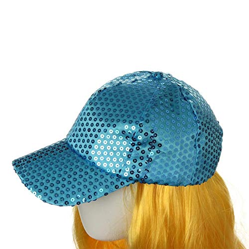 51jbR433gLL.jpg Gorra de Mujer Moda Lentejuelas Estrella Rhinestone Sombrero Gorra de Sol Hip Hop Color Sólido Ajustable Verano Deportes Al Aire Libre de Protección Sola para Bailando Cámping Pesca Azul claro