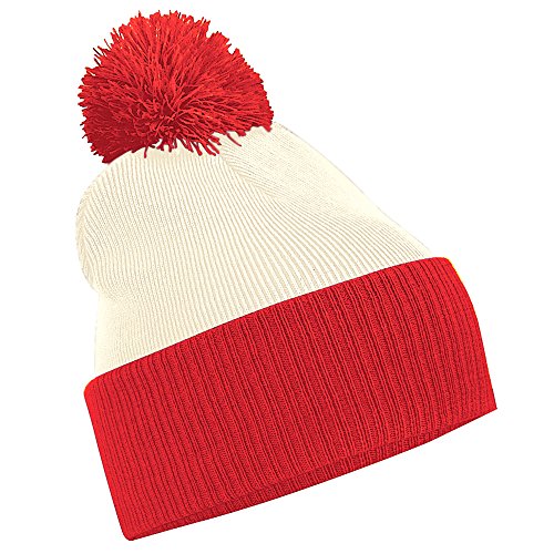51l3TxHU34L.jpg Beechfield Snowstar Two-Tone - Gorro de Punto Unisex Adulto Blanco Azul marino