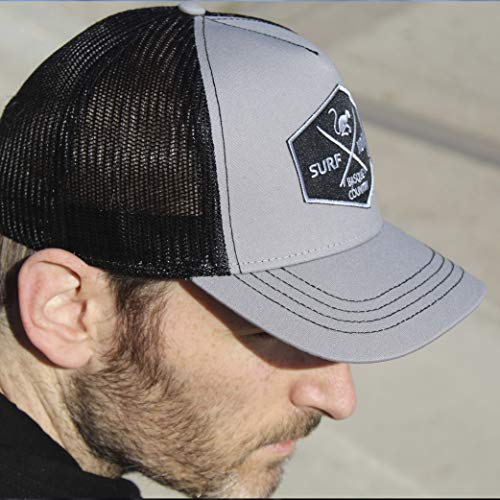 51nnBVJvS9L.jpg Surf Monkey Gorra Tipo Trucker Origins Beisbol Ajustable - Gorras de Hombre Gris Rojo