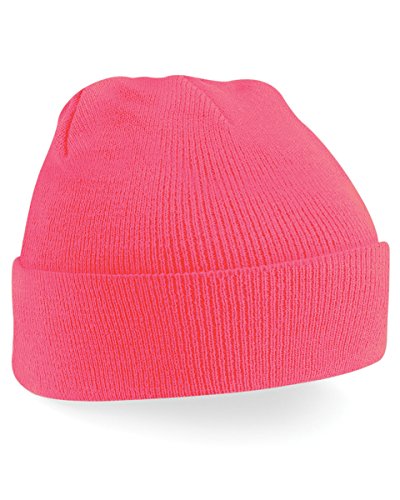 51oO-UfwBEL.jpg Beechfield Turn-up Beanie Gorra de bisbol para Hombre Rosa Fluorescente