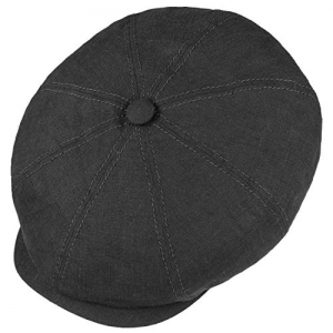 Stetson Hatteras Flatcap de Lino para Mujer Hombre - con Forro de algodón - Gorra Plana con protección Solar UV 40+- Boina Plana para Primavera Verano Negro