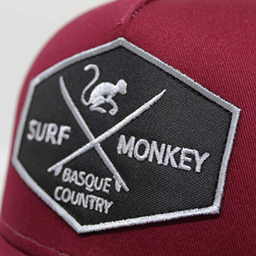 51qSeBSkqoL.jpg Surf Monkey Gorra Tipo Trucker Origins Beisbol Ajustable - Gorras de Hombre Granate Beige