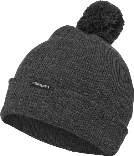 51qiAbp7aBL.jpg Urban Classics Wintermütze Bobble Beanie Orejeras Unisex Antracita