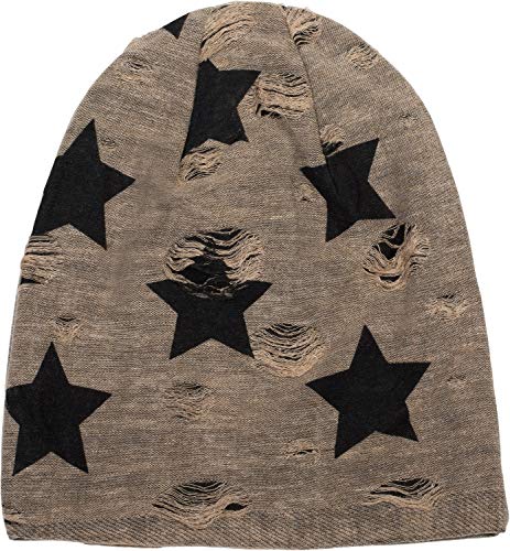 51tMfuFV1uL.jpg styleBREAKER Gorro Beanie con Estampado de Estrellas y Puntos Vintage Unisex 04024046 Marrón
