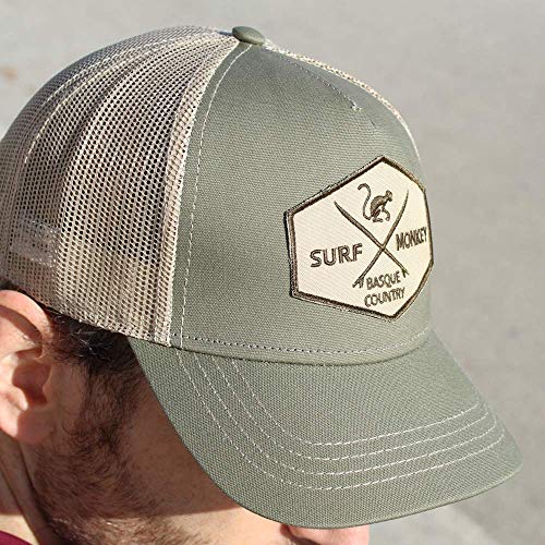 51ug2BdlG4gL.jpg Surf Monkey Gorra Tipo Trucker Origins Beisbol Ajustable - Gorras de Hombre Verde beige